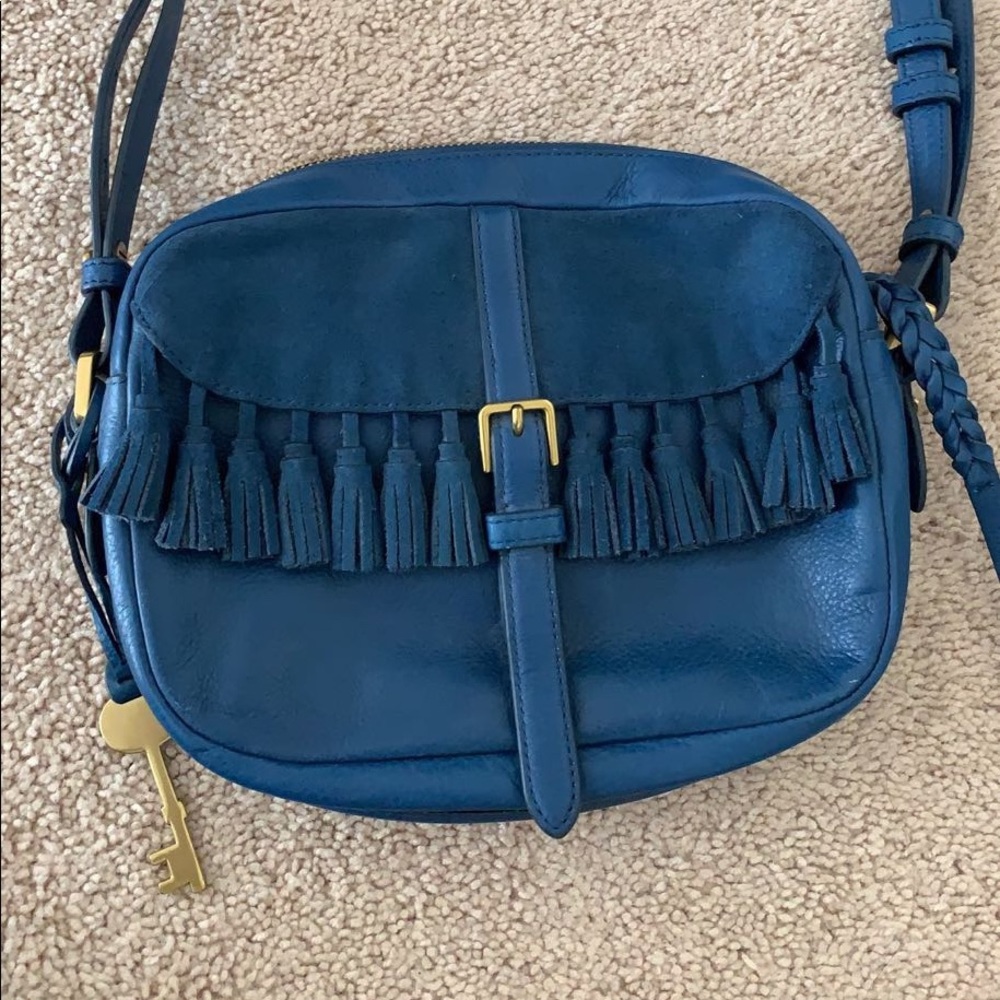 Flossil blue tassel shoulder bag